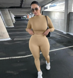 Women's Two-Piece Solid Autumn Overalls Set