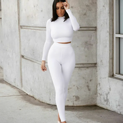 Women's Two-Piece Solid Autumn Overalls Set